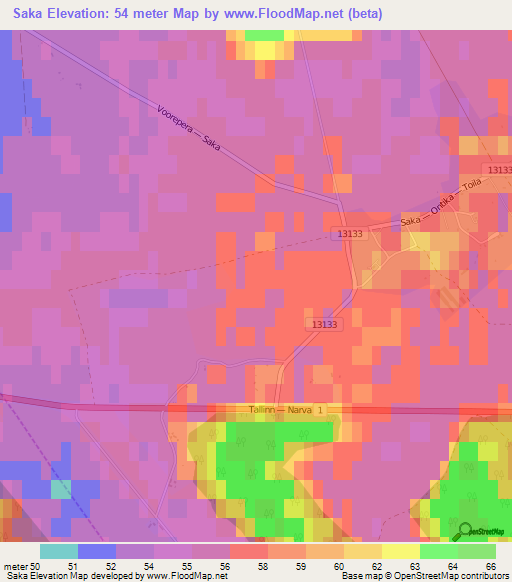 Saka,Estonia Elevation Map