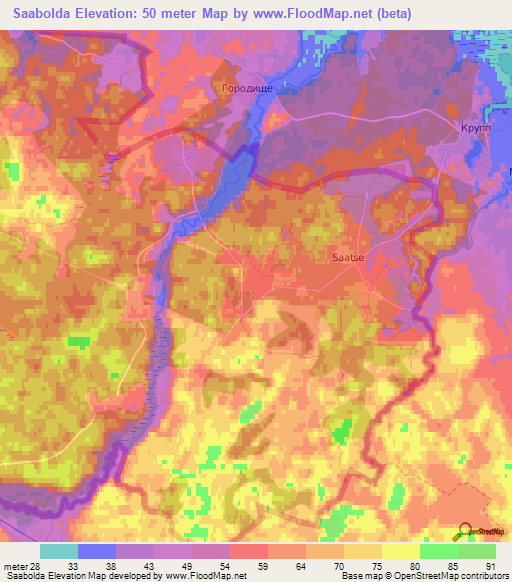Saabolda,Estonia Elevation Map
