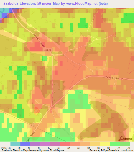 Saabolda,Estonia Elevation Map