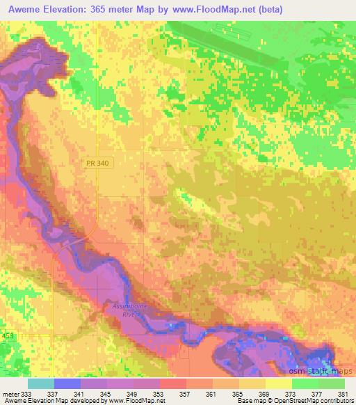 Aweme,Canada Elevation Map