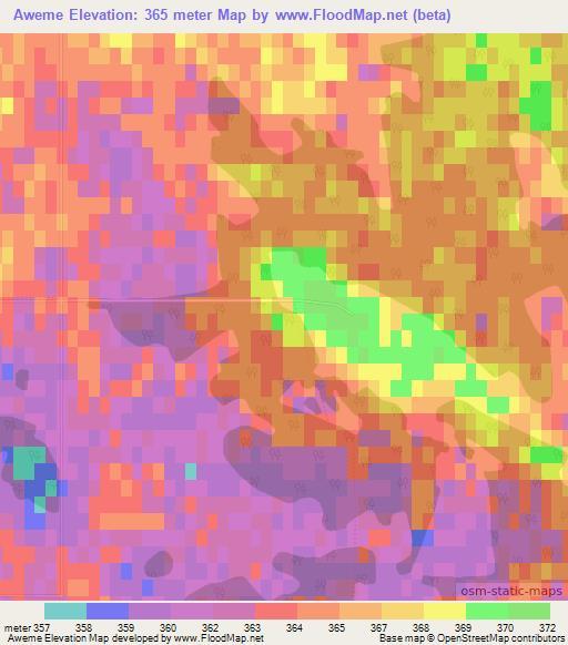 Aweme,Canada Elevation Map