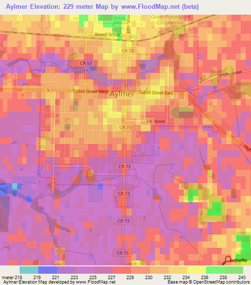 Aylmer,Canada Elevation Map