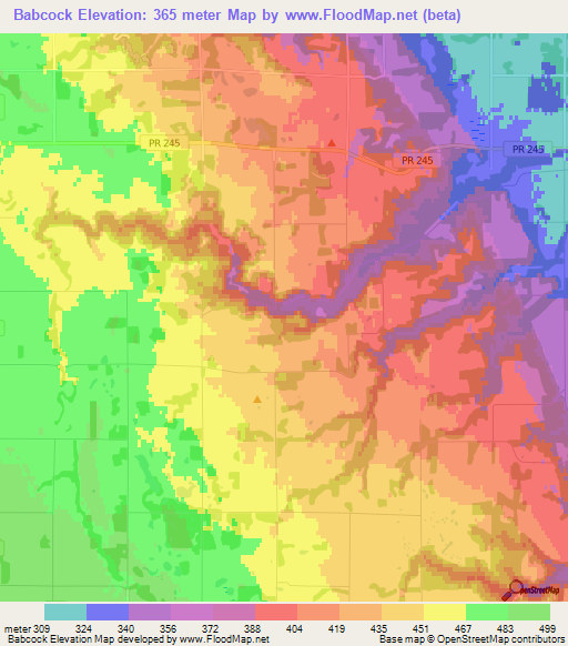Babcock,Canada Elevation Map
