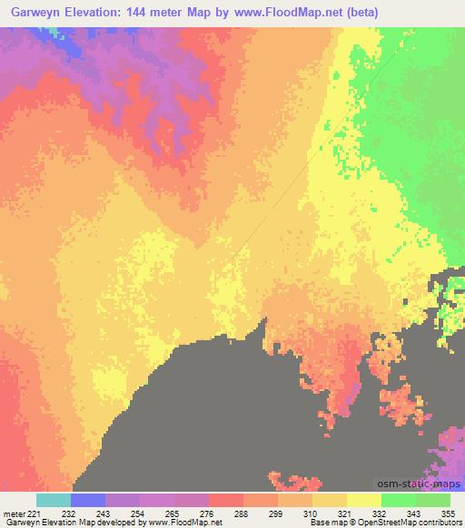 Garweyn,Somalia Elevation Map