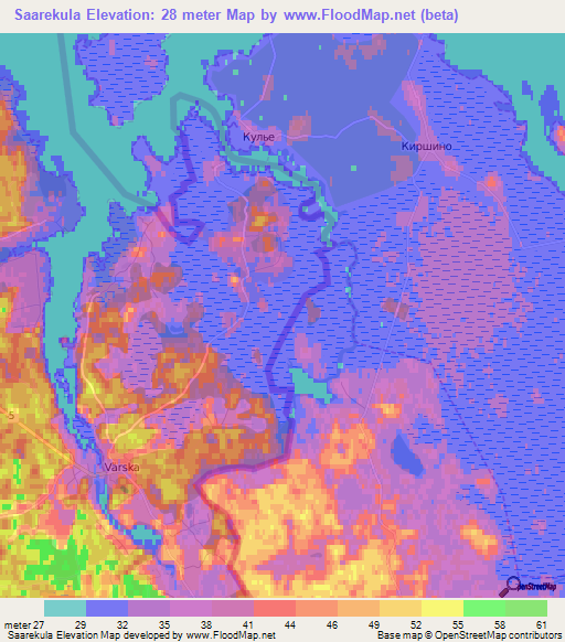 Saarekula,Estonia Elevation Map
