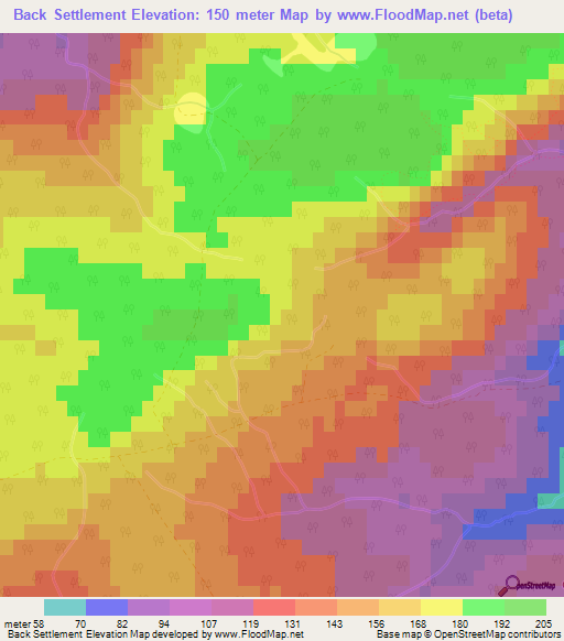 Back Settlement,Canada Elevation Map