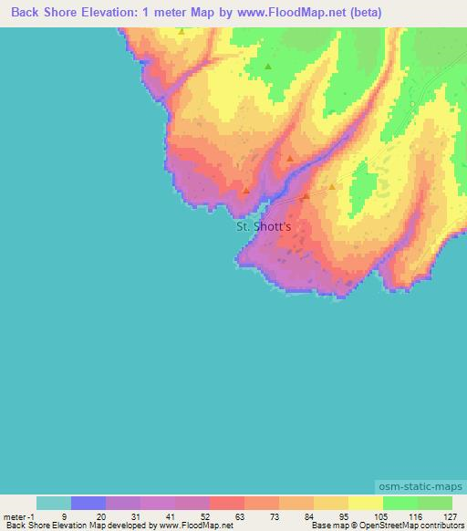 Back Shore,Canada Elevation Map