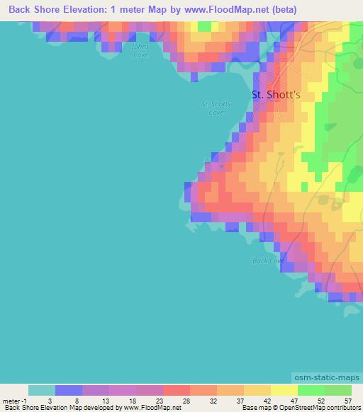 Back Shore,Canada Elevation Map