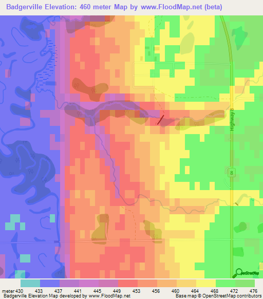 Badgerville,Canada Elevation Map