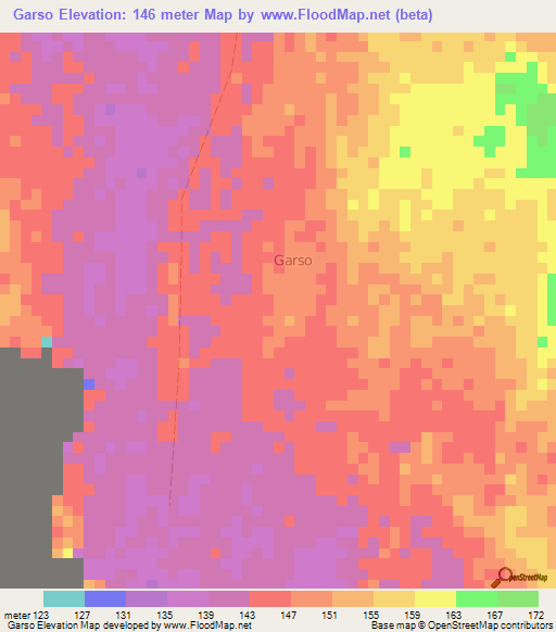 Garso,Somalia Elevation Map