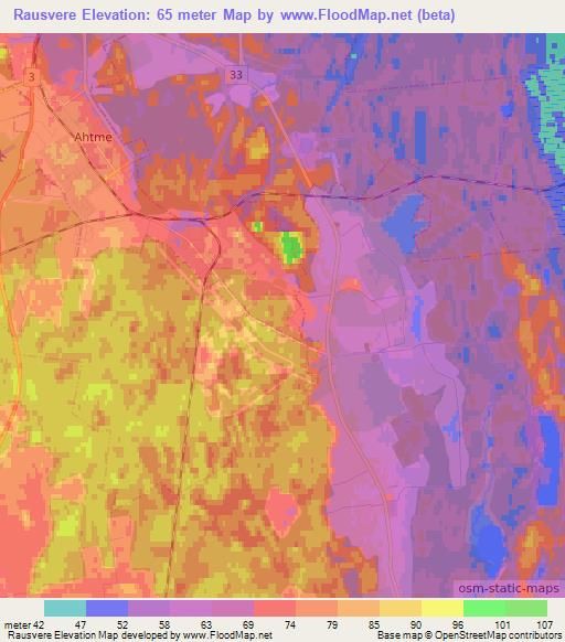 Rausvere,Estonia Elevation Map
