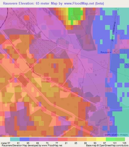 Rausvere,Estonia Elevation Map