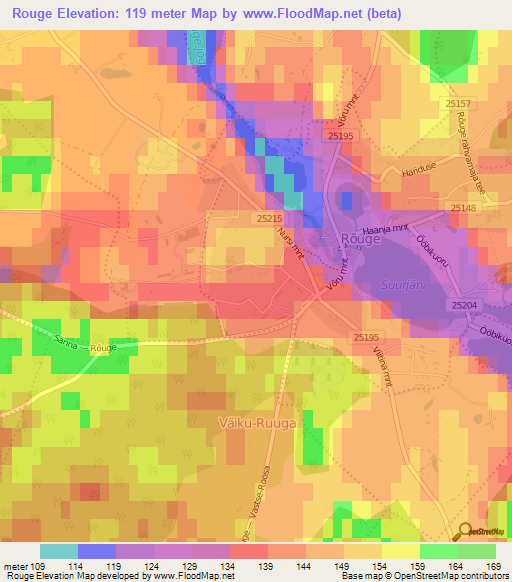 Rouge,Estonia Elevation Map
