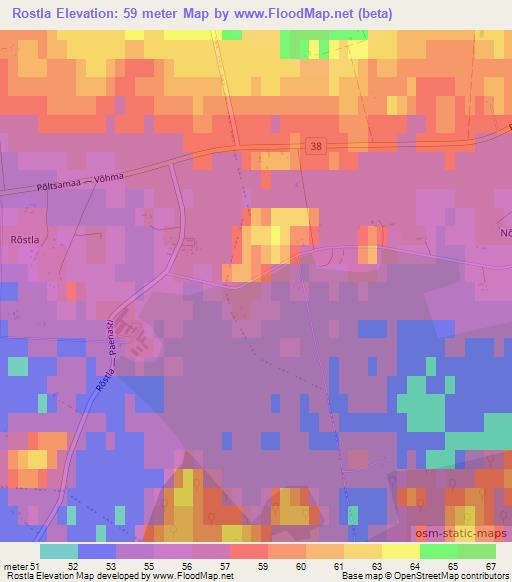 Rostla,Estonia Elevation Map