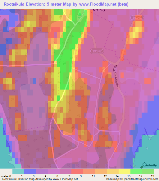 Rootsikula,Estonia Elevation Map