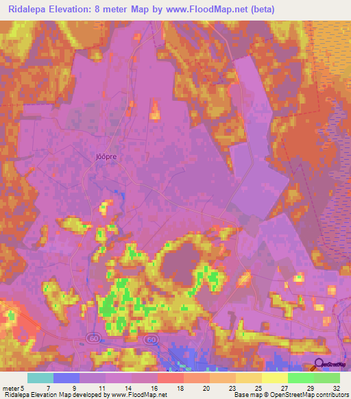 Ridalepa,Estonia Elevation Map