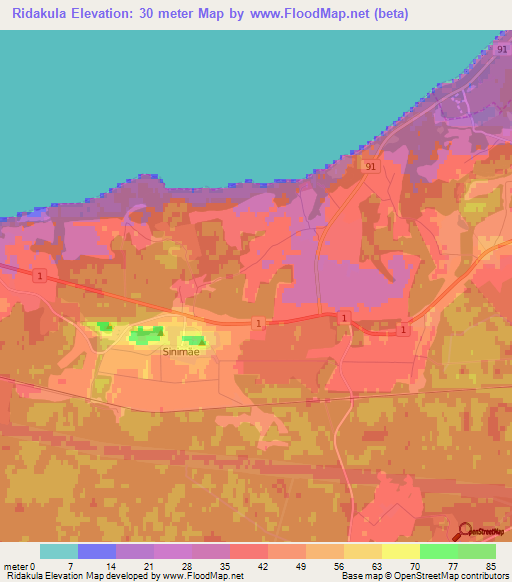 Ridakula,Estonia Elevation Map