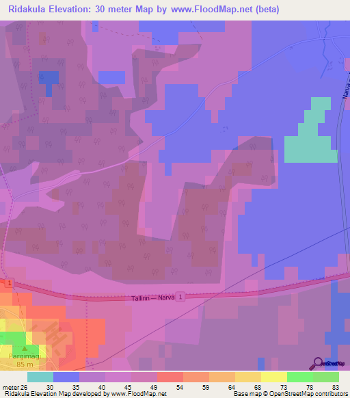Ridakula,Estonia Elevation Map