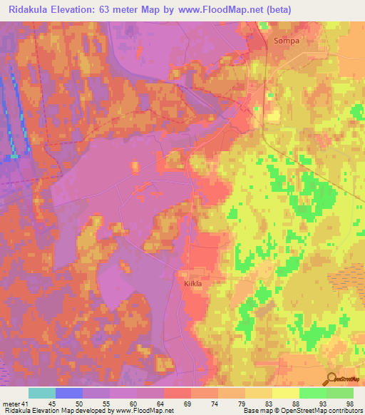 Ridakula,Estonia Elevation Map