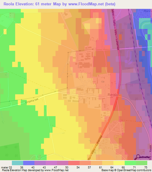 Reola,Estonia Elevation Map