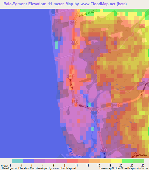 Baie-Egmont,Canada Elevation Map