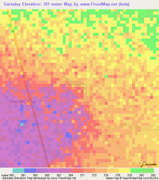 Garsaley,Somalia Elevation Map
