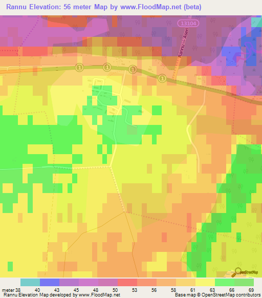 Rannu,Estonia Elevation Map