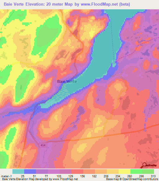 Baie Verte,Canada Elevation Map