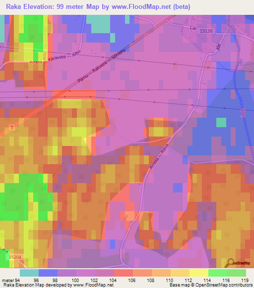 Raka,Estonia Elevation Map