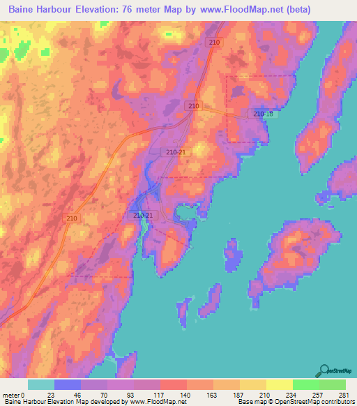 Baine Harbour,Canada Elevation Map