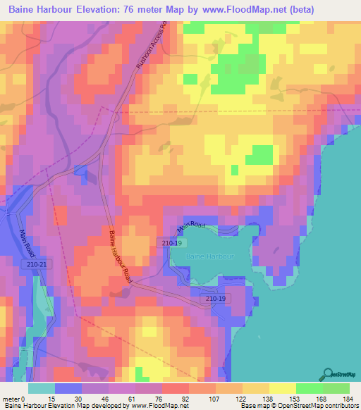 Baine Harbour,Canada Elevation Map