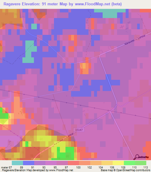 Ragavere,Estonia Elevation Map