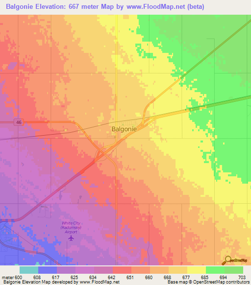 Balgonie,Canada Elevation Map