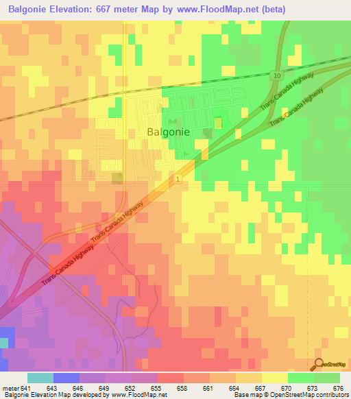 Balgonie,Canada Elevation Map
