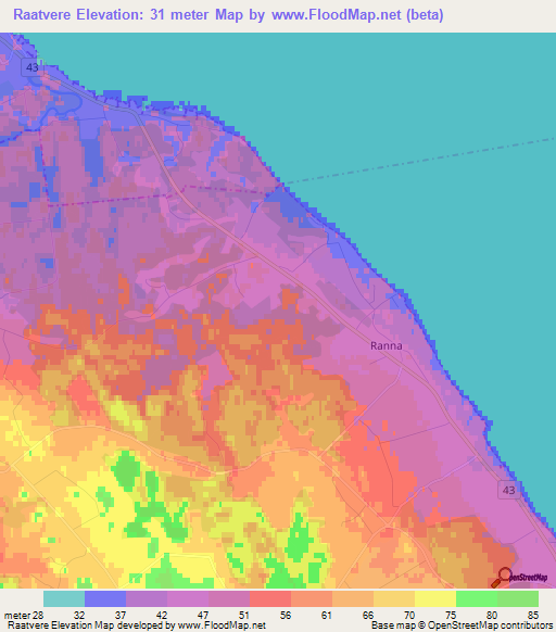 Raatvere,Estonia Elevation Map