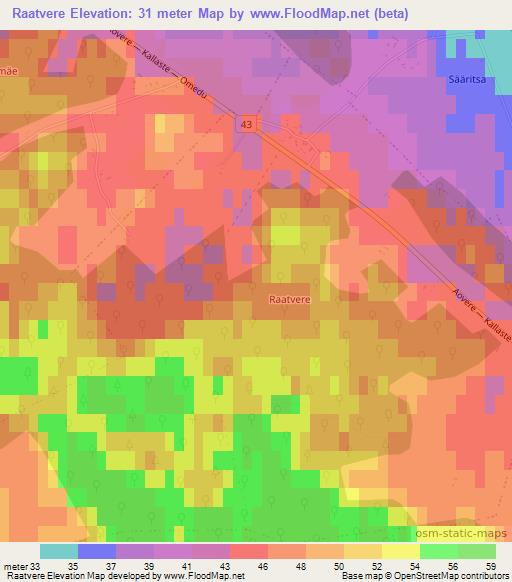 Raatvere,Estonia Elevation Map