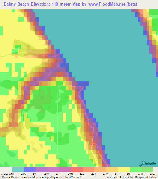 Balmy Beach,Canada Elevation Map