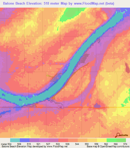 Balone Beach,Canada Elevation Map