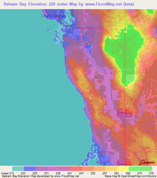 Balsam Bay,Canada Elevation Map