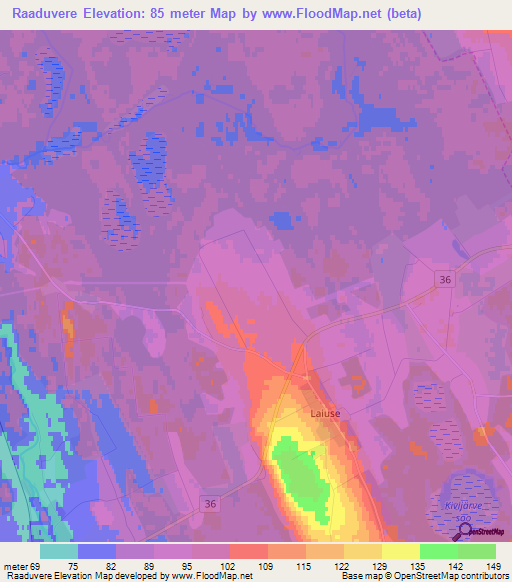 Raaduvere,Estonia Elevation Map