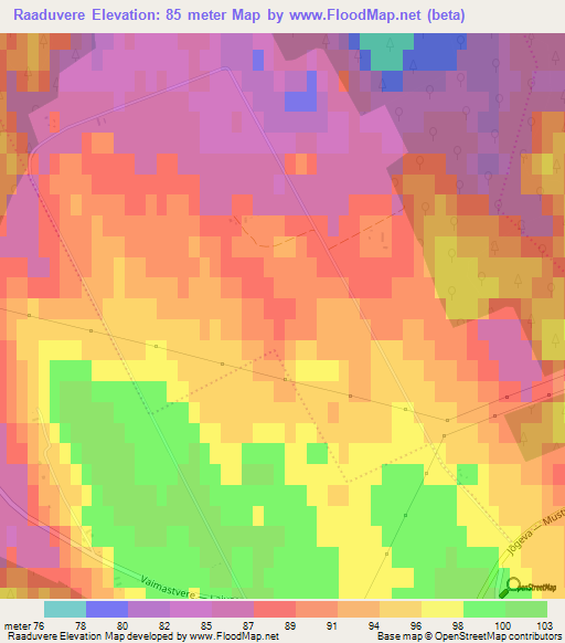 Raaduvere,Estonia Elevation Map