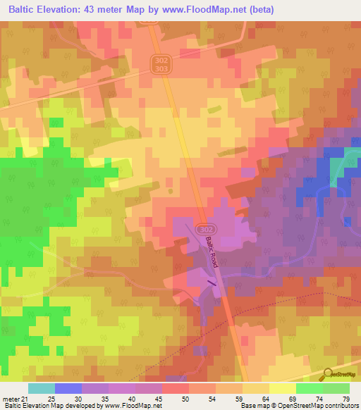 Baltic,Canada Elevation Map