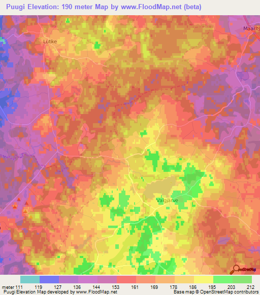 Puugi,Estonia Elevation Map