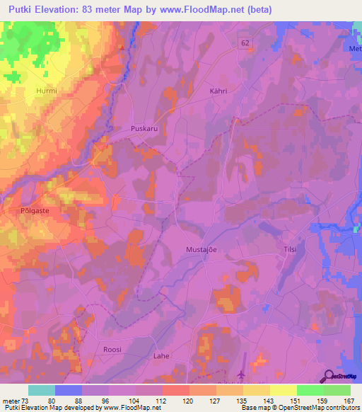 Putki,Estonia Elevation Map