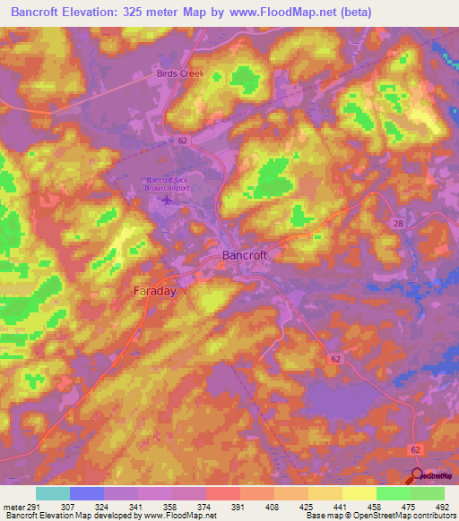 Bancroft,Canada Elevation Map