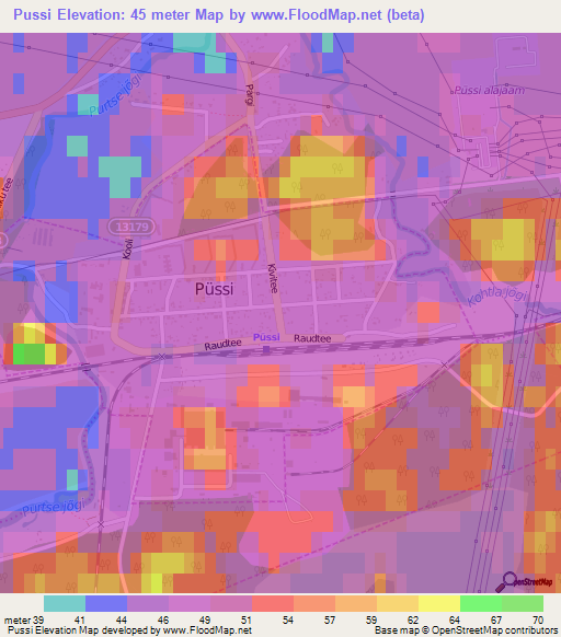 Pussi,Estonia Elevation Map