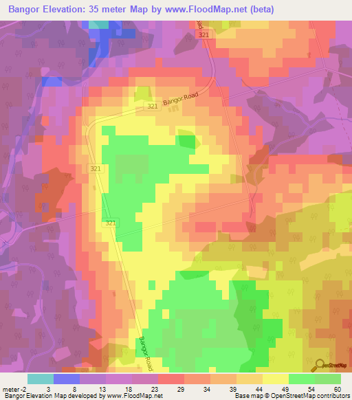 Bangor,Canada Elevation Map
