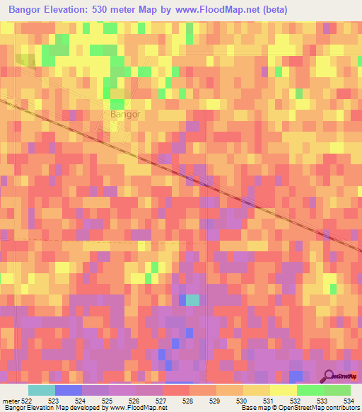 Bangor,Canada Elevation Map