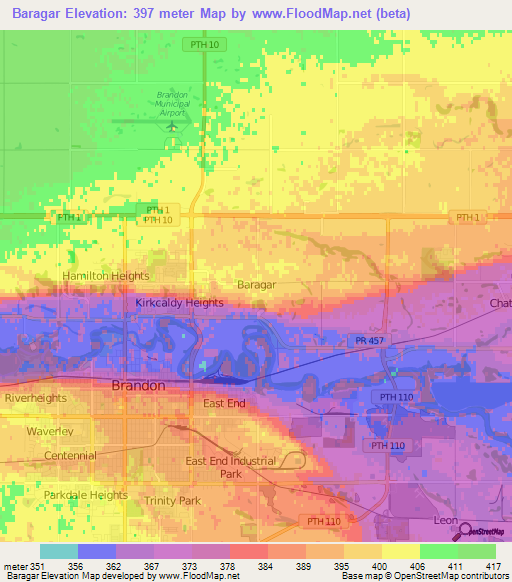 Baragar,Canada Elevation Map