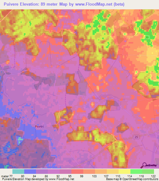Puivere,Estonia Elevation Map